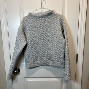 GapFit Quilted Mock Neck Sweatshirt Gray White Chevron Pattern Size‎ S